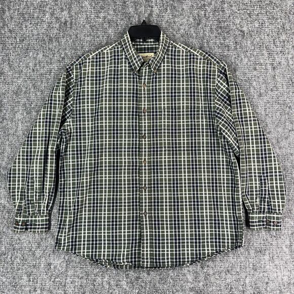 Eddie Bauer Shirt Large Mens Plaid‎ Business Casual Button-Down Heavyweight - Picture 1 of 10
